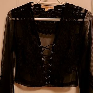 Mystic boutique black lace crop top